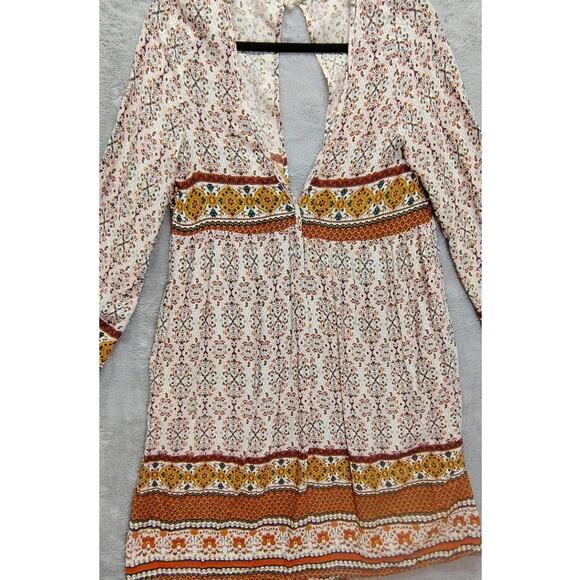 Kidsform Womens Dress Size Medium Boho Hippie Mini Gypsy Beach Cover Deep V Neck - Picture 6 of 11